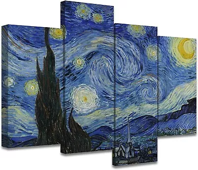 Van Gogh Canvas Wall Art Prints Set Of 4 - Starry Night • $60.99