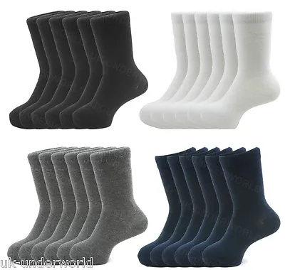 £4.99 • Buy Girls Boys School Socks Kids Plain Ankle Childrens Uniform Cotton Sock 6 Pairs