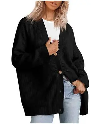 Oversized ButtonCardigan Women's Casual Open Front  Cashmere Cocoon Sweater • £18.99