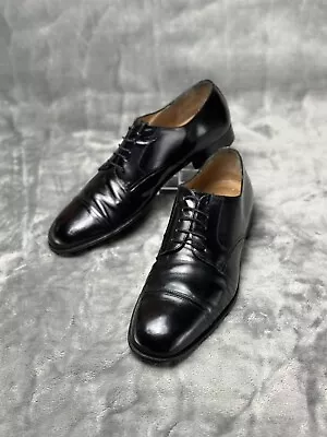 Salvatore Ferragamo Black Leather Cap Toe Men’s Dress Shoes Oxfords Sz 11 B • $99.95