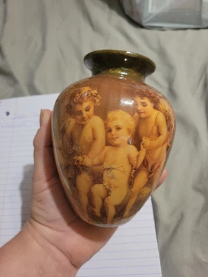 $4.99 • Buy Vintage Enesco Cherub Glossy Collectable Vase 8.5” Tall