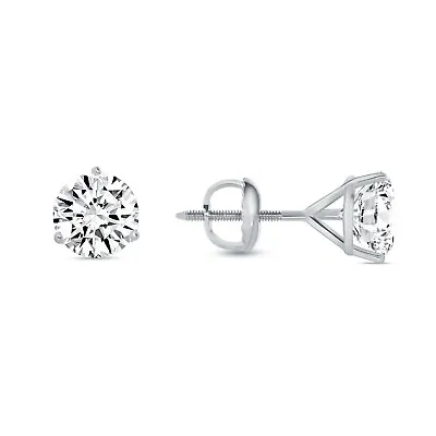 2.50 Ct Round Cut Earrings Studs Solid Real 14K White Gold Screw Back Martini • $229.96