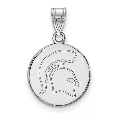 Michigan State University Spartans Mascot Logo Disc Pendant In Sterling Silver • $51.99