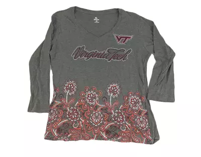 Virginia Tech Women's VT University Stretch T-Shirt Flowers Floral Size Medium • $9.90