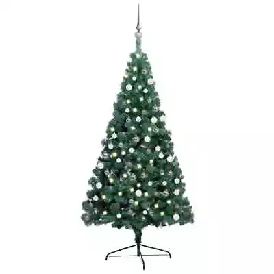 VidaXL Artificial Half Pre-lit Christmas Tree With Ball Set Green 210 Cm • $152.47