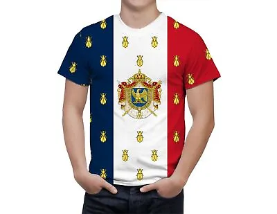 Napoleon Empire France Flag Shirt Coat Of Arms Men's Sport Short Sleeve • £31.02