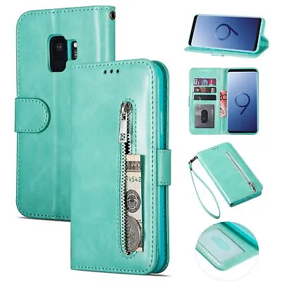 Zipper Case Stand Wallet Flip Cover For Samsung Galaxy S6 S7 Edge S8 S9 S10 Plus • $13.73