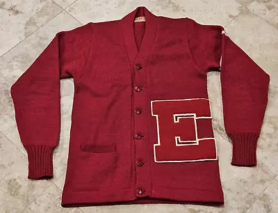 Rare Hiler's 1940's VARSITY SWEATER-CHENILLE Letter E-IONIA MICHIGAN • $87.49