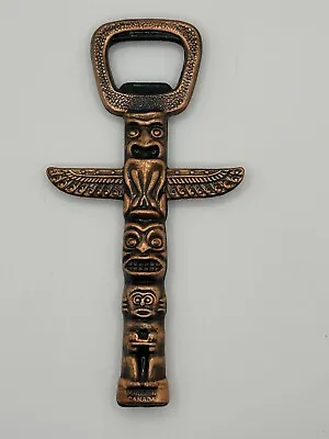 Century Canada Copper Bottle Opener Totem Pole Maple Leaf About 5  Long • $19.98