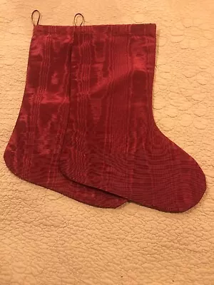 2 Moire Fabric Burgundy Christmas Stockings Lined Plain Undecorated New • $8