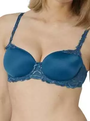 36B Triumph Modern Finesse Bra WP Padded T-Shirt Moulded Bras Blue Lingerie • £21.73