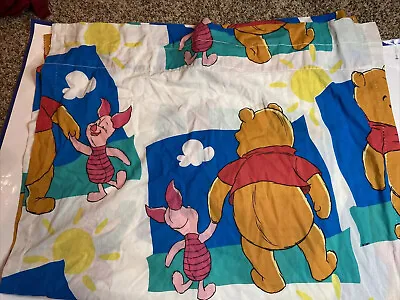 Vintage Disney Winnie The Pooh & Piglet Twin Sheet Converted To Curtain Made USA • $11.72