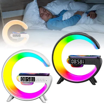 Wireless LED Lamp Smart G Bluetooth Speaker Charger RGB Alarm Clock Night Light • $16.43