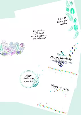 £5 • Buy Card Inserts Birthday/Anniversary/Wedding - Pack 2