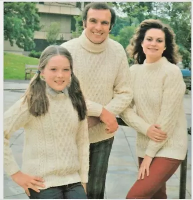 TH38 Family Aran Sweaters  26-44  Vintage Knitting Pattern COPY • £3.49