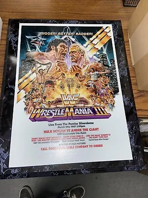 WRESTLEMANIA 3 Hulk & Andre WWE Vintage Sign WWF 12 X 15 Plaque Hogan Giant • $27.49