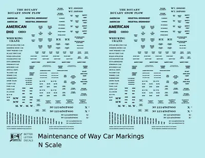 K4 N Scale Decals Maintenance Of Way (MOW) Data And Markings Black • $7.45