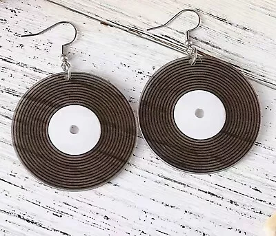 Retro Music Festival Drop Earrings Vinyl Records Jewelry  Gift Pop 70’s  Style • £0.99