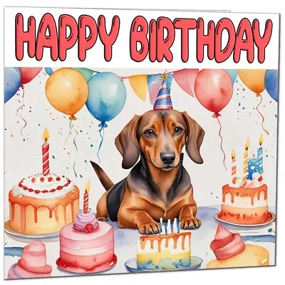 Dachshund Birthday Card - Cute Fun Sausage Dog Birthday Card - 145 X 145mm • £2.99