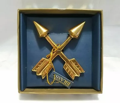 Brass Crossed Arrows Paperweight Gold Tone Metal Wall Shelf Decor New Gift Box • $14.99