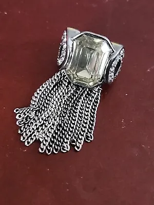 Vintage Fashion Ring With Veil And Crystal Stretch Sz 7 • $2.50