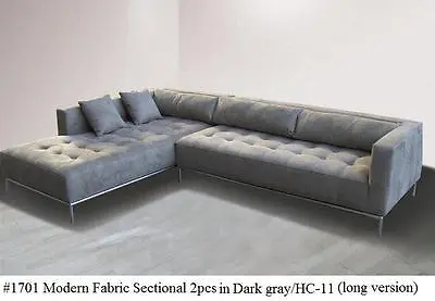 2PC Fabric Modern Tufted Sectional Sofa #1701 Dark Gray (Large Version) • $999