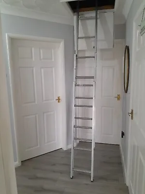 £10 • Buy Loft Ladder 3 Section Lightweight Aluminium. 2 Handrails. Easy Fit. 320cm