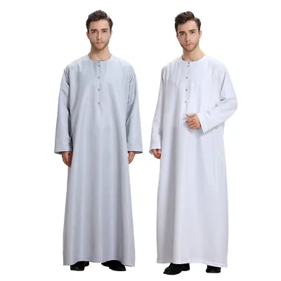 Men Muslim Saudi Thobe Galabeya Thoub Abaya Robe Dishdasha Arabic Dress Kaftan • $30.87