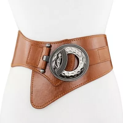 Waist Belt Wide Elastic Stretch Waistband Corset Cinch Belts Women Faux Leather • £14.99