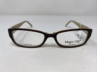 Magic Clip Eyeglasses Frame M409 Brn 50-16-135 Brown Full Rim /817 • $44.75