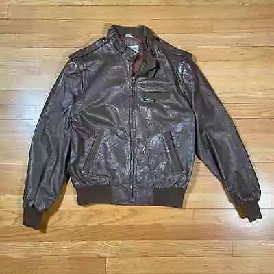 Vintage 80s Members Only Leather Jacket Dark Brown • $35