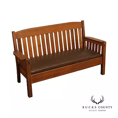 Harden Antique Mission Oak Slatted Settee • $1695