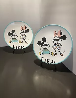 Pair Of  DISNEY Mickey And Minnie  Melamine 10.5” Dinner Plates~ BPA Free • $24