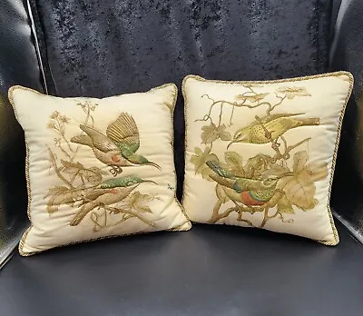 Vintage Matching Whitman Throw Pillows Rope Sides Bird Theme  • $38