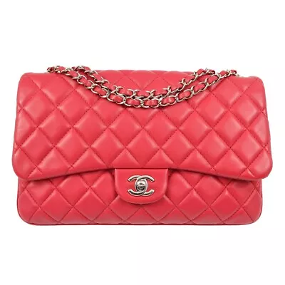 Chanel Pink Lambskin Classic Flap Shoulder Bag KK00636 • £1793.42
