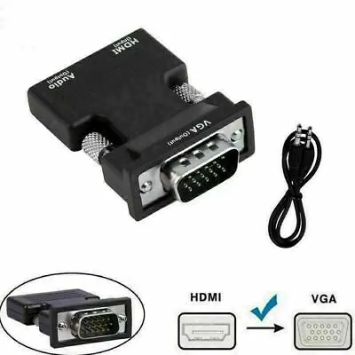 £4.99 • Buy 1080P HDMI Female To VGA Male With Audio Output Cable Converter Adapter - Black