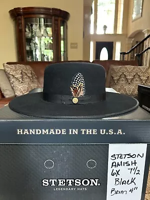 Stetson Amish Style 6X Promo Black 7 1/2 Wyatt Earp Style! • $210
