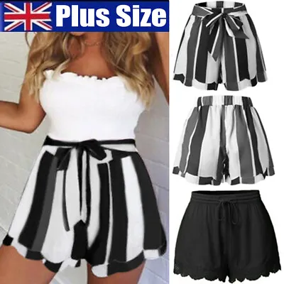 Plus Size Womens Lace Ruffle Shorts Baggy Wide Leg Skirts Ladies Casual Pants UK • £8.98