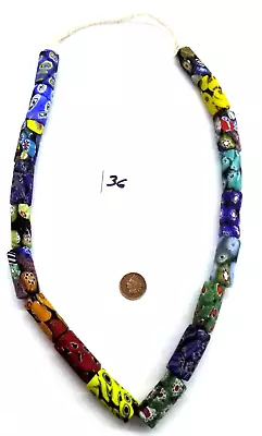 Full Strand Mosaic Millefiori Lamp Work African Trade Beads #36 W12 • $23