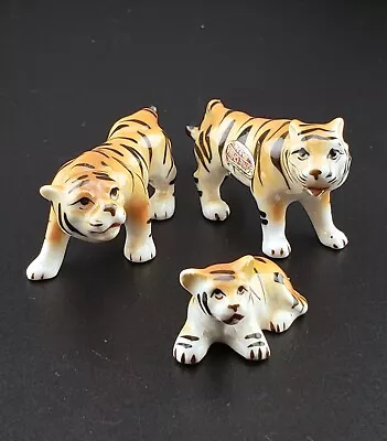 Vintage Bone China Tigers Family Miniature Figurines Japan  • $14.95