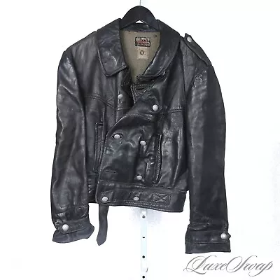 BARN FIND Vintage 1950s German Overseas Black Leather Police Motorcycle Jacket  • $11.50