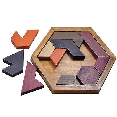 Tangram Wooden Puzzle Brain Teaser Mind Game Brain Training For Kids Or Adults • $6.80