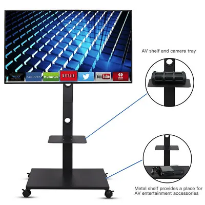 £56.92 • Buy 32 47 52 55 65inch LED LCD TV Mobile Rolling Floor Trolley Stand Mount With Tray