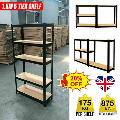 £23.99 • Buy Garage Racking 5 Tier Shelving Unit Boltless Heavy Duty Metal Shelf Shed Storage