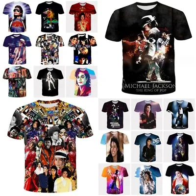 3D Womens Mens Singer Michael Jackson T-Shirt Casual Short Sleeve Tee Tops Gift • £8.39