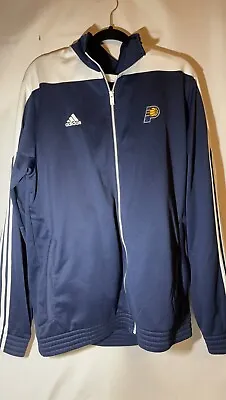 Adidas Indiana Pacers NBA Warm Up Track Jacket MENS XL Blue Zip Pockets • $25