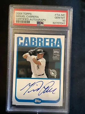 PSA 10 2004 Topps Miguel Cabrera Rookie On Card Autograph  RC #TA-MC Marlins • $1200