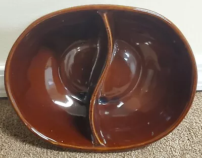 Vintage Marcrest Stoneware Daisy Dot Brown Divided Serving Dish Bowl Ovenproof  • $24.99