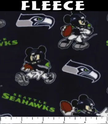 NFL Seattle Seahawks Mickey Mouse Print 70210-W Fleece Fabric By The Yard • $21.95