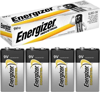 4 X ENERGIZER 9V PP3 INDUSTRIAL Alkaline Batteries Smoke Alarm LR22 Long Exp • £6.18